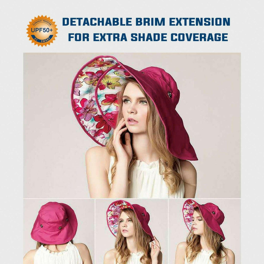 Floral Extendable Wide Brim Hat