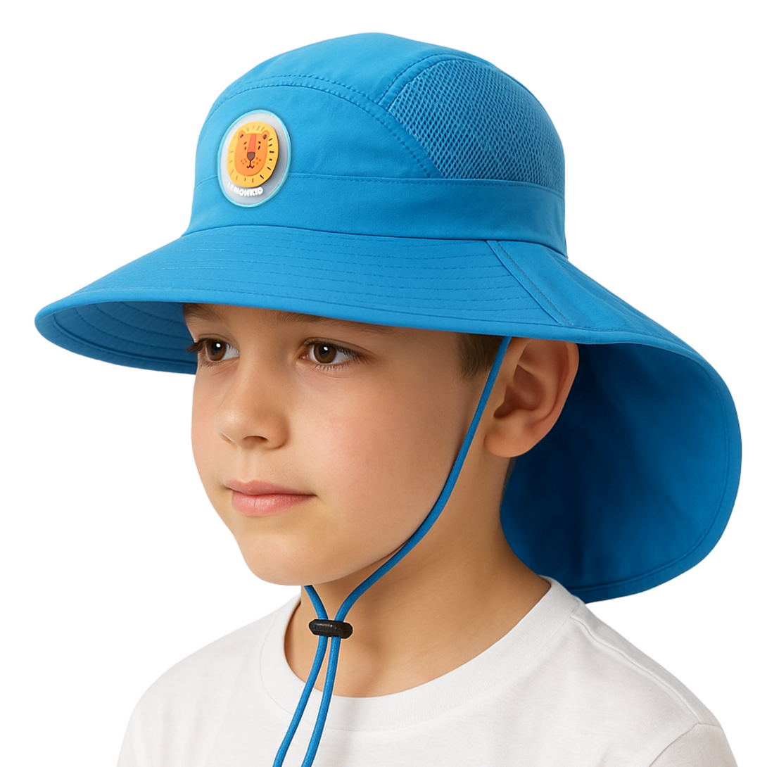 Kids Wide Brim Hat with Neck Flap