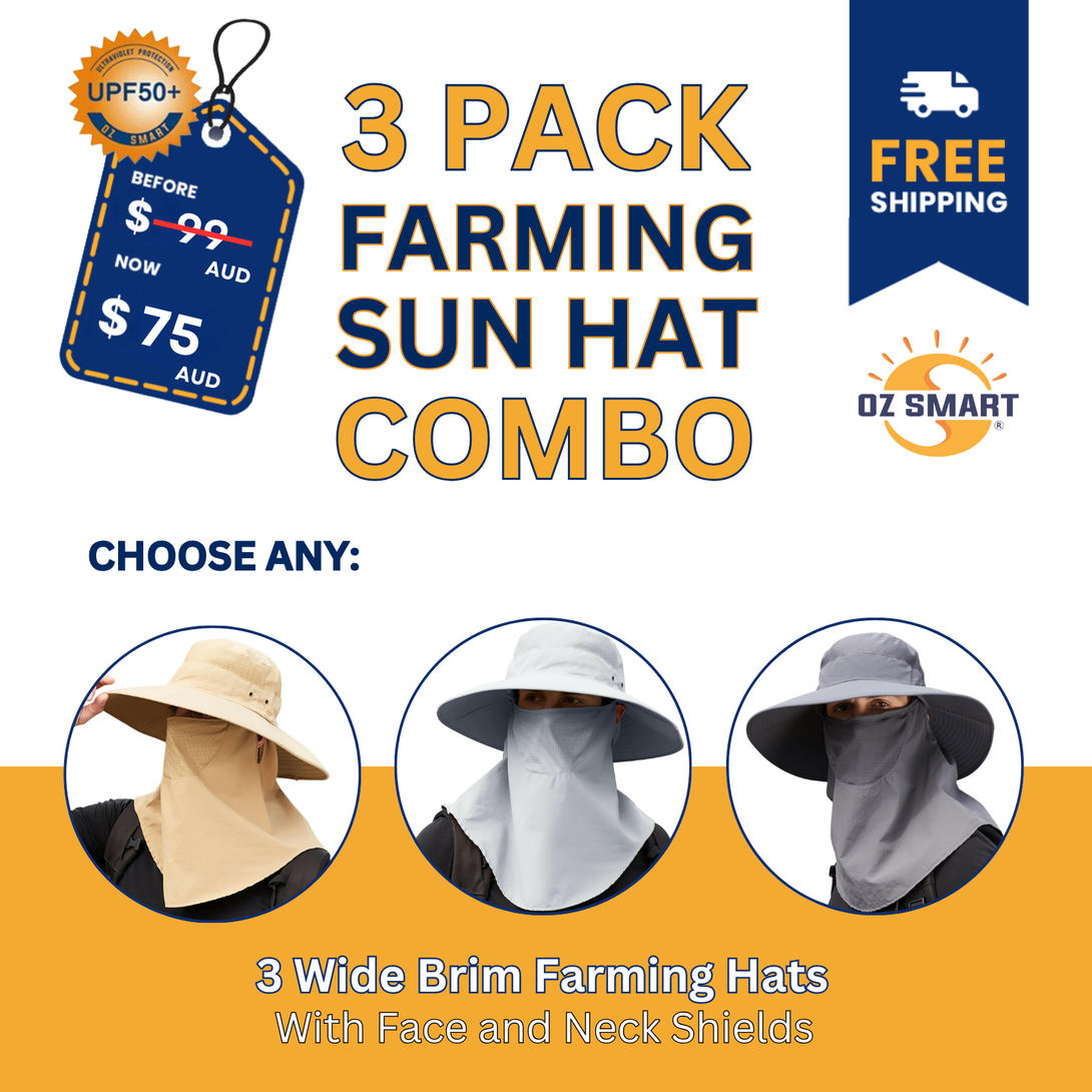 Wide Brim Farming Hat with Face Shield