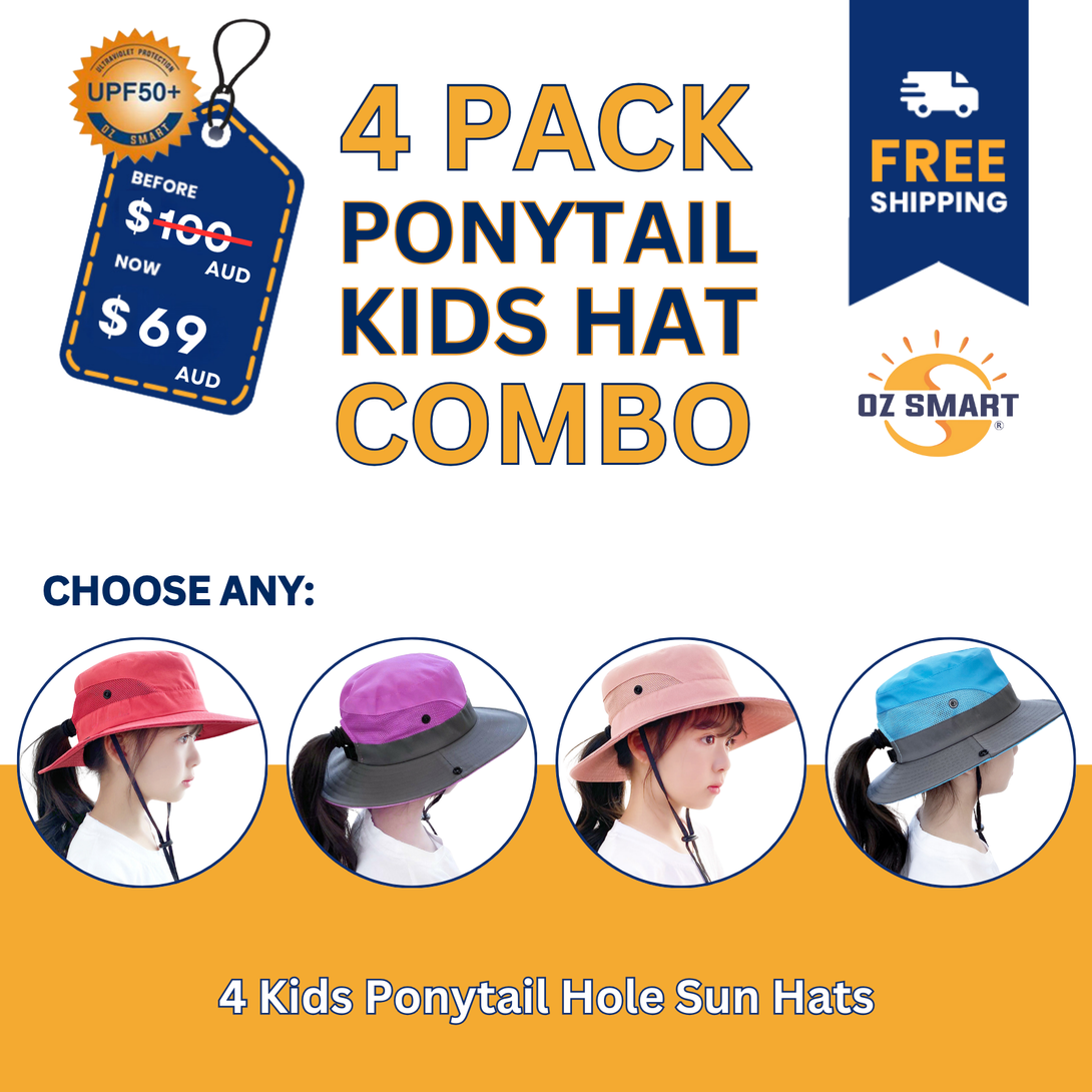 Kids Wide Brim Hat with Ponytail Hole