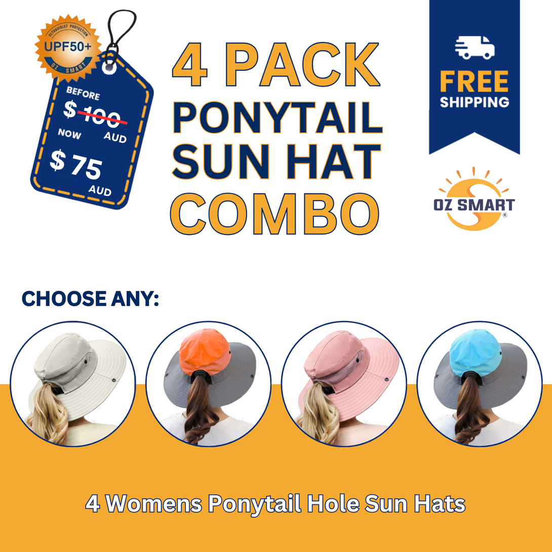 Wide Brim Ponytail Hole Sun Hat