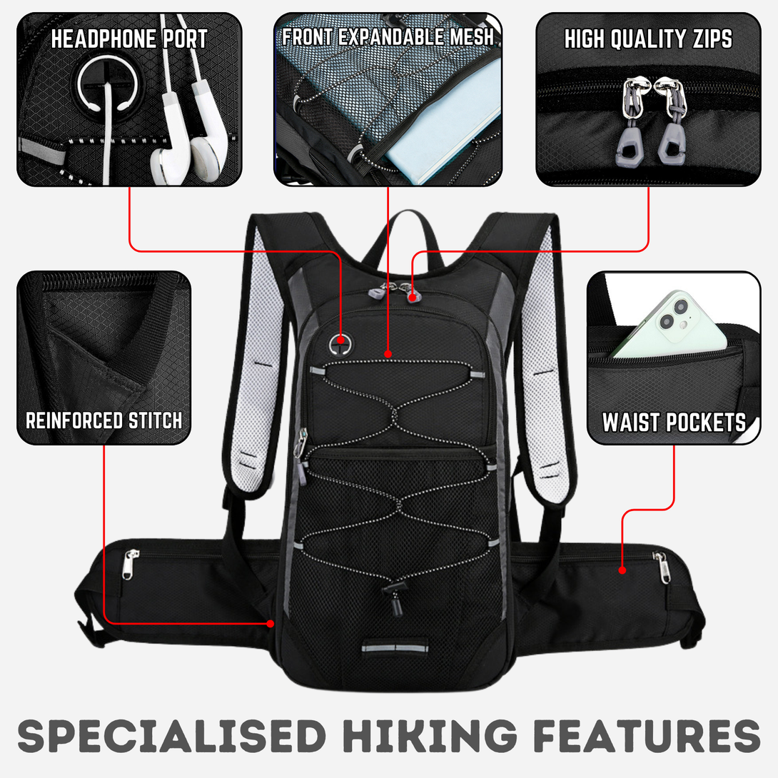 Adventure Hiking Backpack with 2L Hydration Bladder