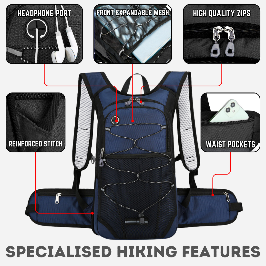 Adventure Hiking Backpack with 2L Hydration Bladder