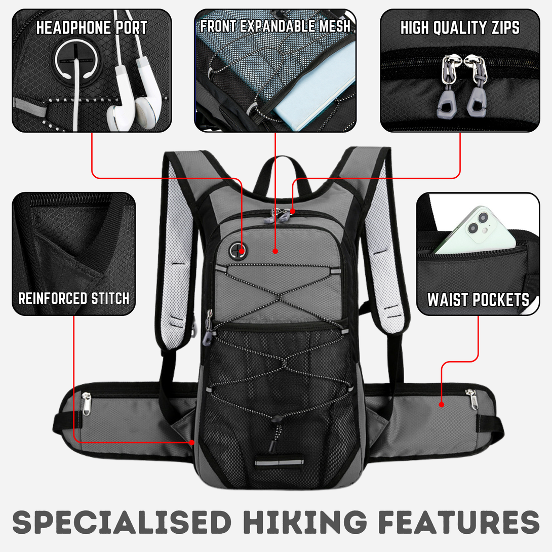 Adventure Hiking Backpack with 2L Hydration Bladder