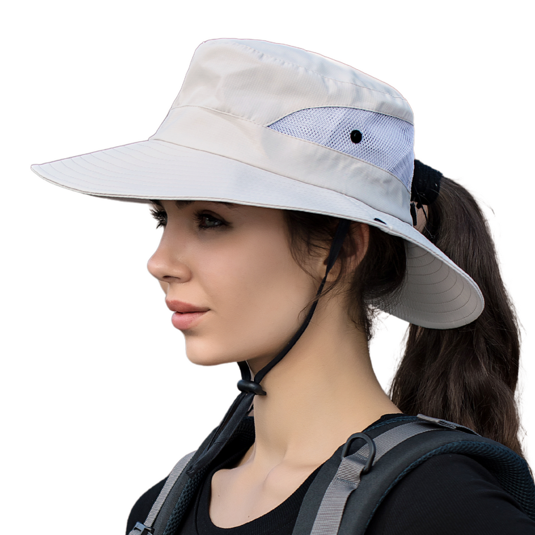 Wide Brim Ponytail Hole Sun Hat