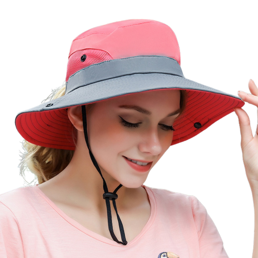 Wide Brim Ponytail Hole Sun Hat