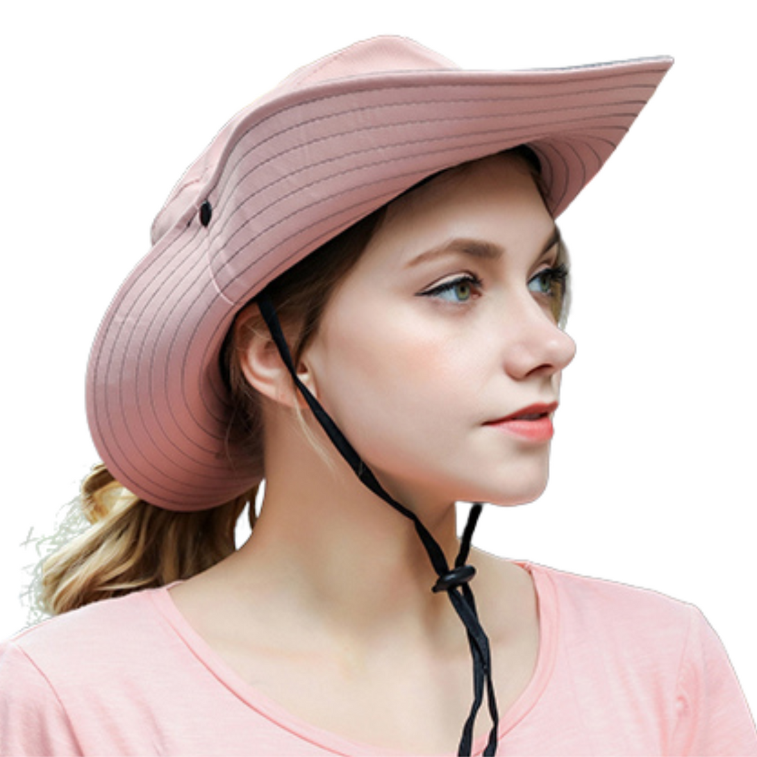 Wide Brim Ponytail Hole Sun Hat