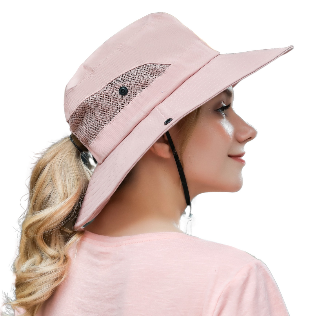 Wide Brim Ponytail Hole Sun Hat