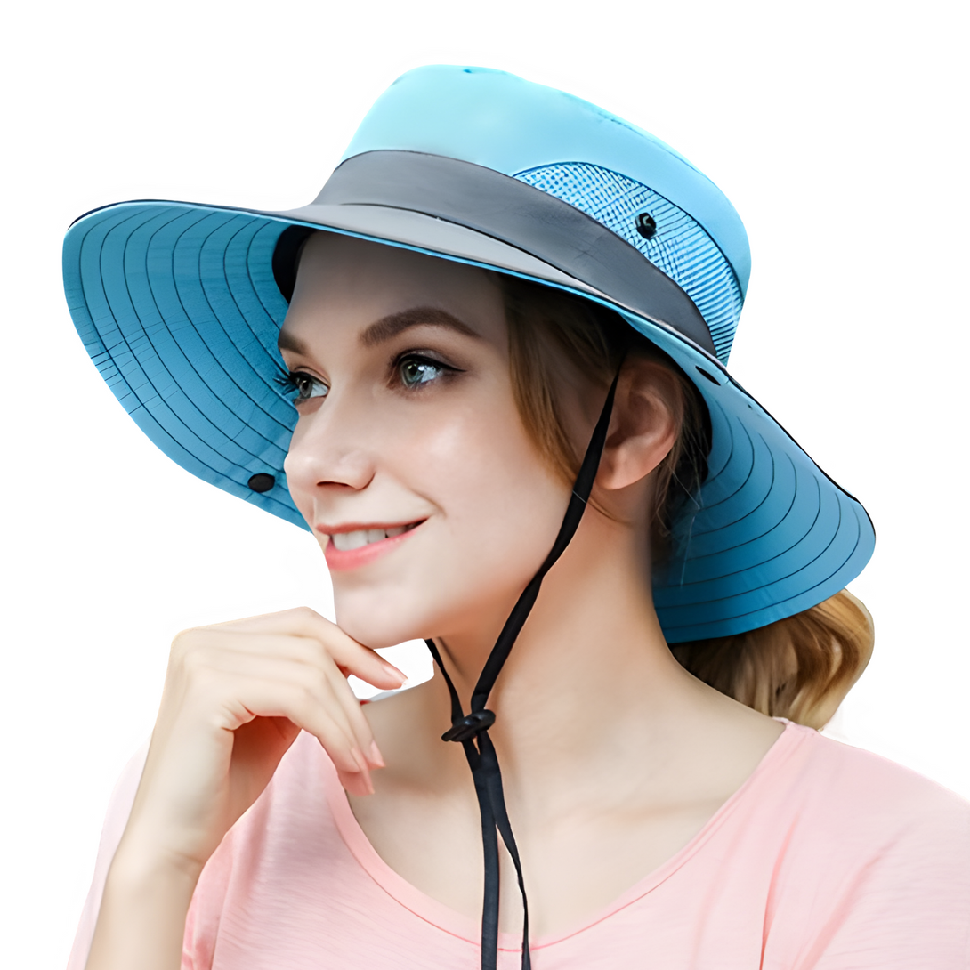 Wide Brim Ponytail Hole Sun Hat