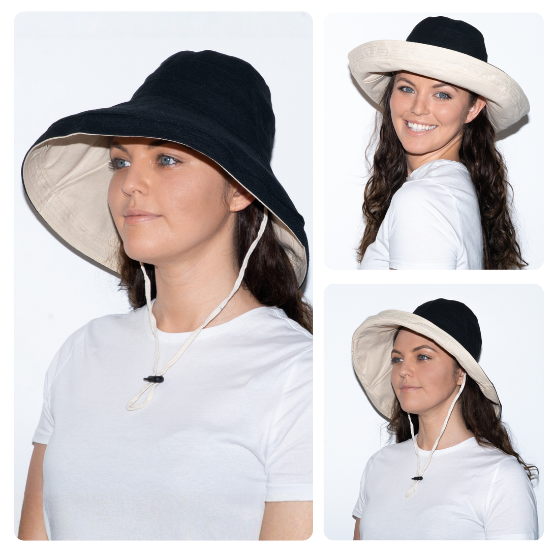 Holiday Cotton Linen Reversible Wide Brim Hat