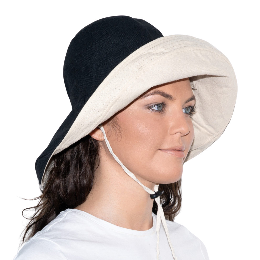Holiday Cotton Linen Reversible Wide Brim Hat