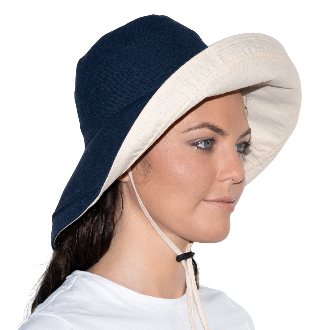 Holiday Cotton Linen Reversible Wide Brim Hat