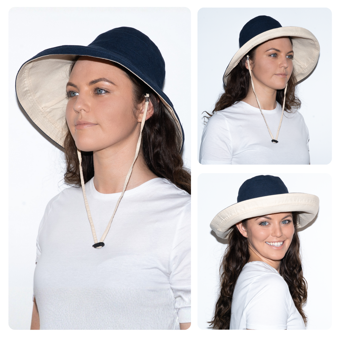Holiday Cotton Linen Reversible Wide Brim Hat