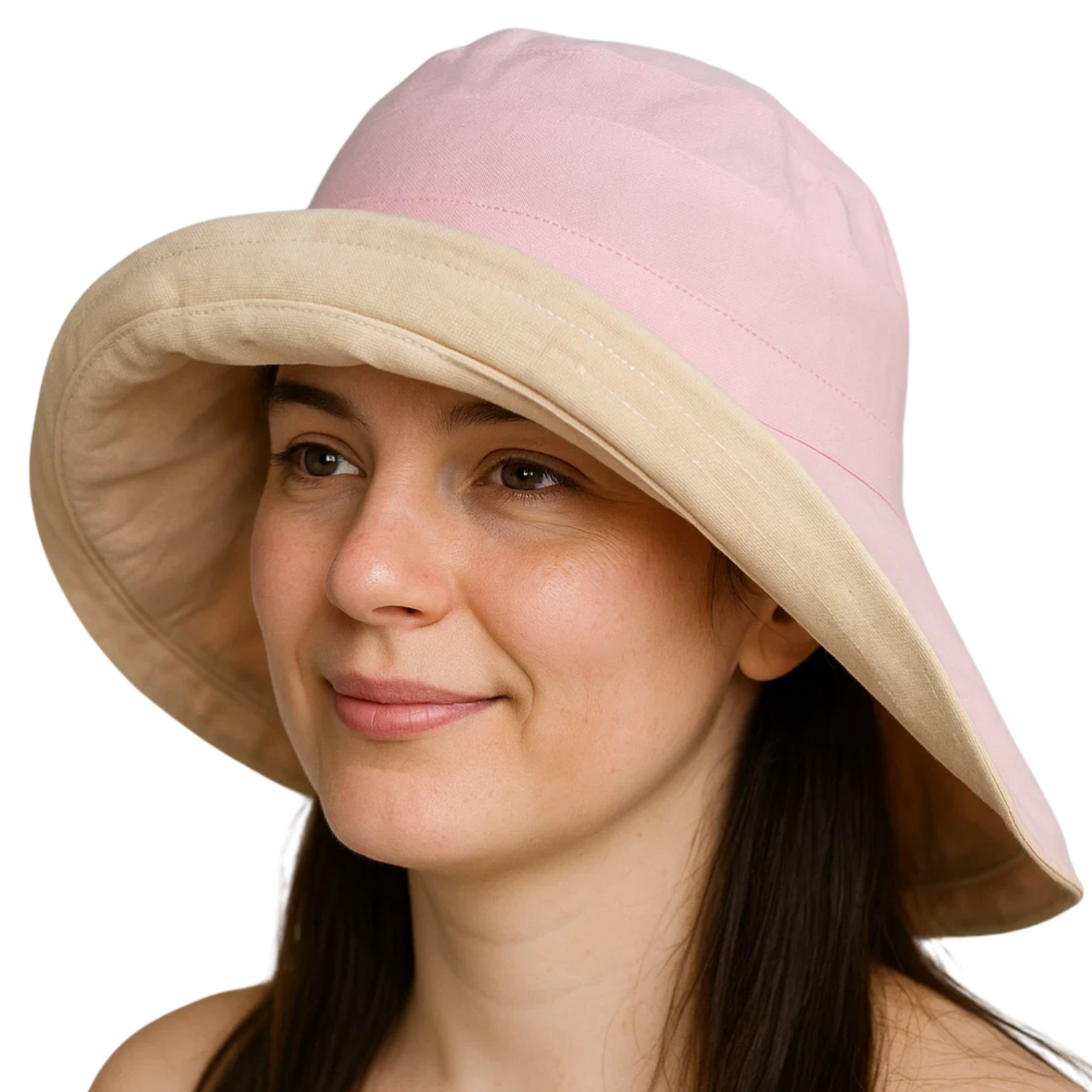 Holiday Cotton Linen Reversible Wide Brim Hat