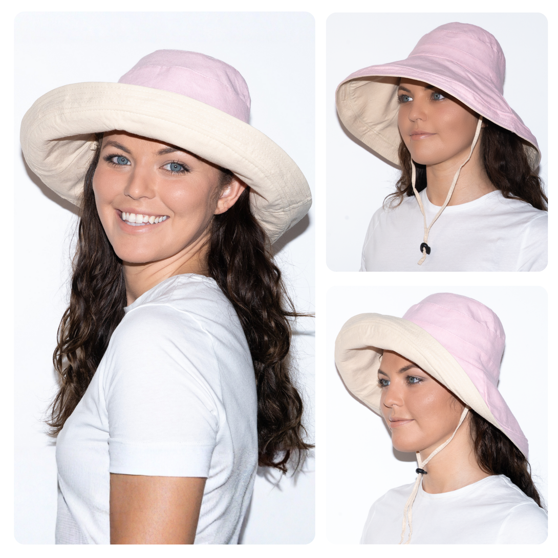 Holiday Cotton Linen Reversible Wide Brim Hat
