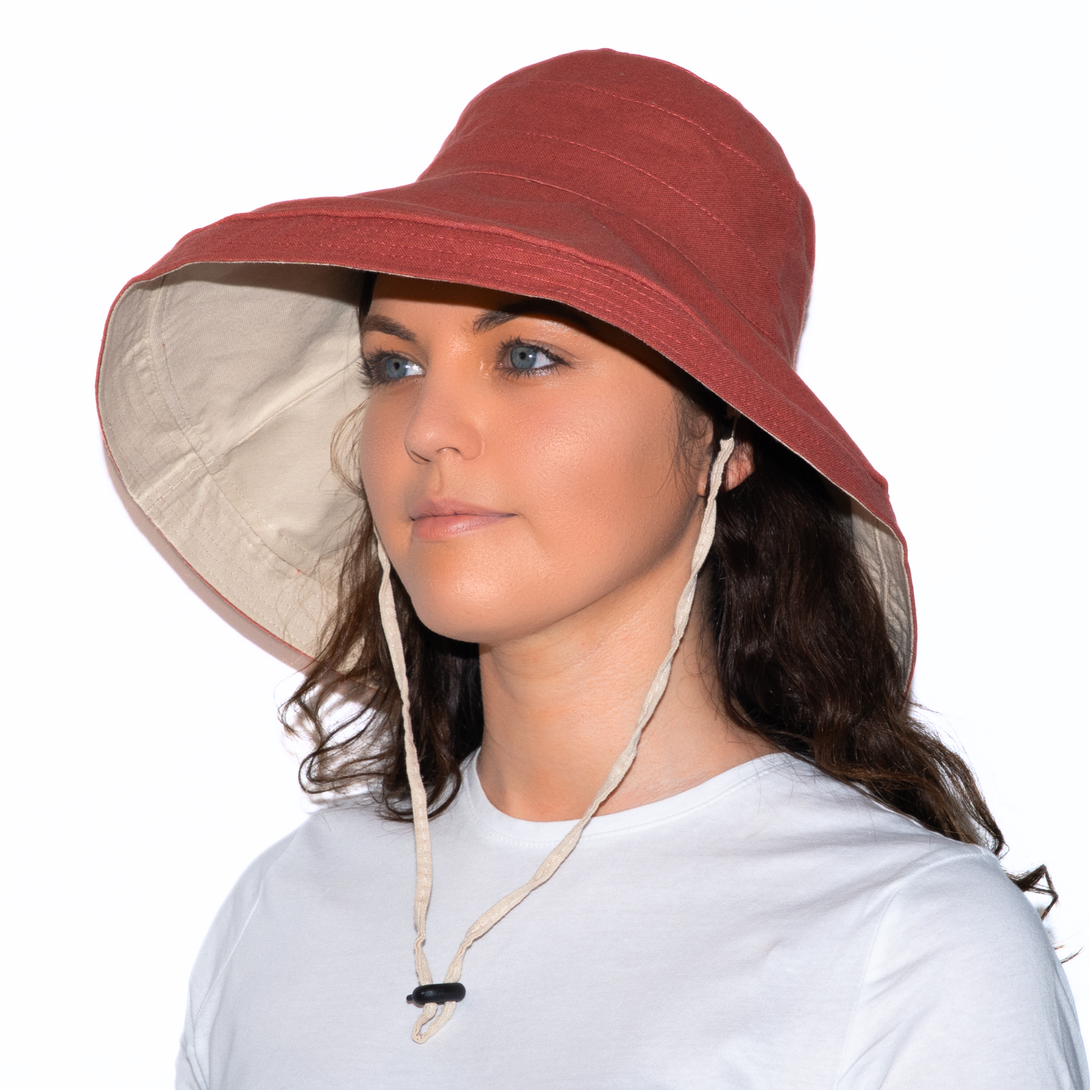 Holiday Cotton Linen Reversible Wide Brim Hat