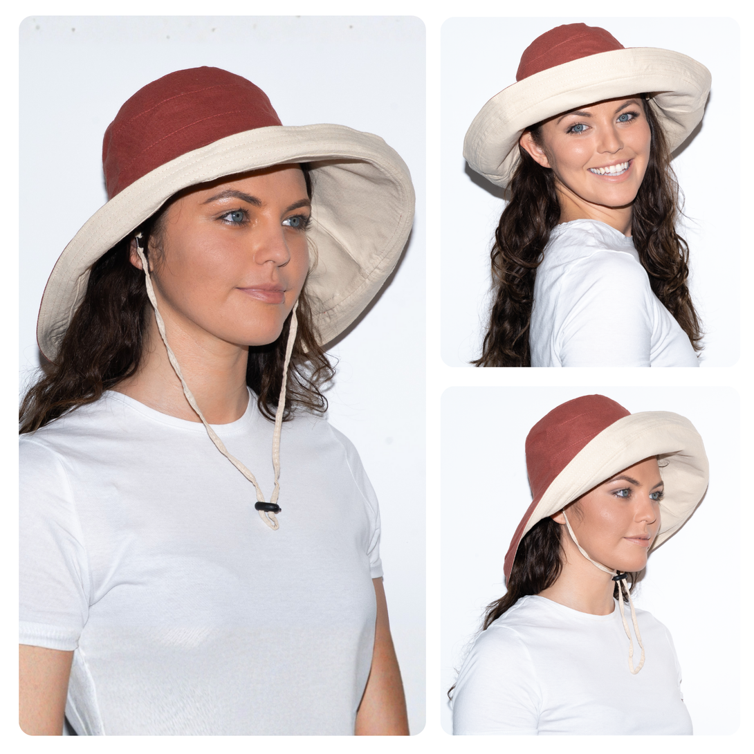 Holiday Cotton Linen Reversible Wide Brim Hat