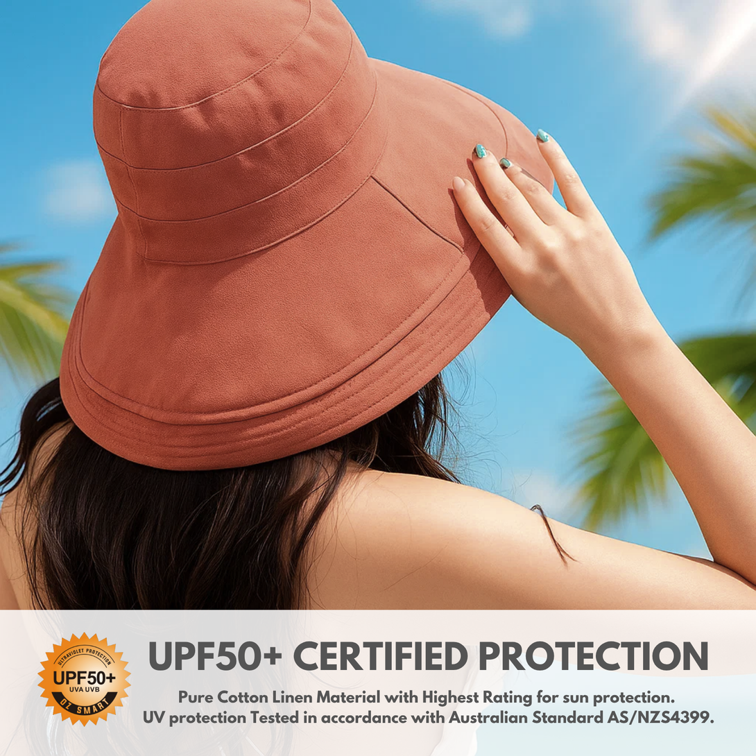 Holiday Cotton Linen Reversible Wide Brim Hat