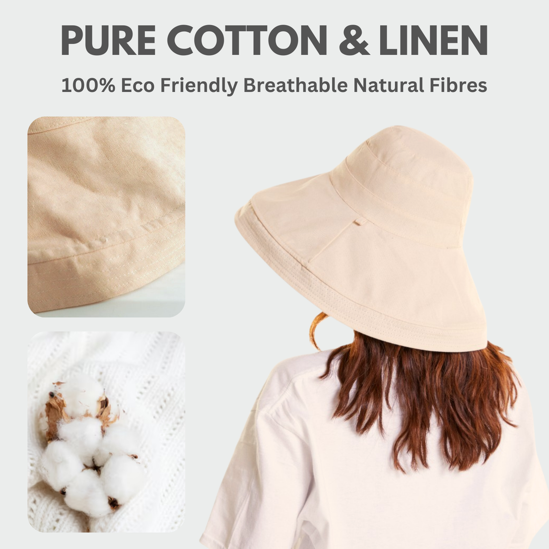 Holiday Cotton Linen Reversible Wide Brim Hat