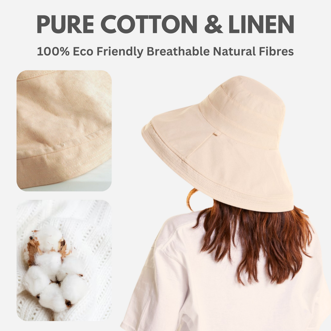 Holiday Cotton Linen Reversible Wide Brim Hat