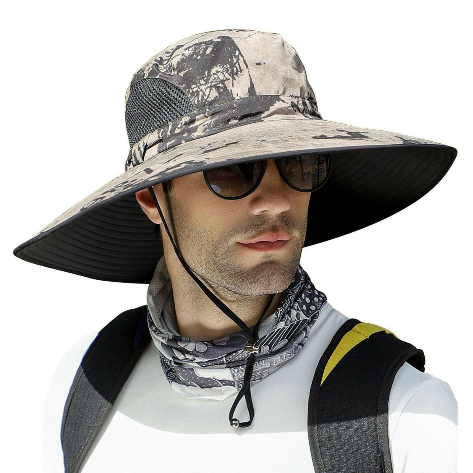 Men s Big Head Extra Wide Brim Sun Hat UPF50 XXL Adjustable Waterproof Hat OZ Smart