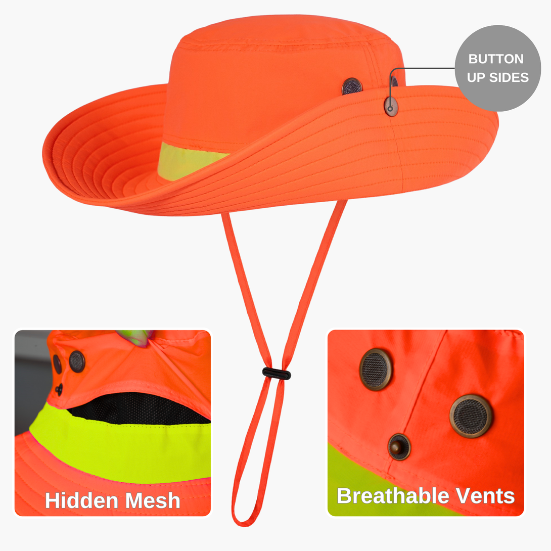 High-Visibility Wide Brim Bucket Hat