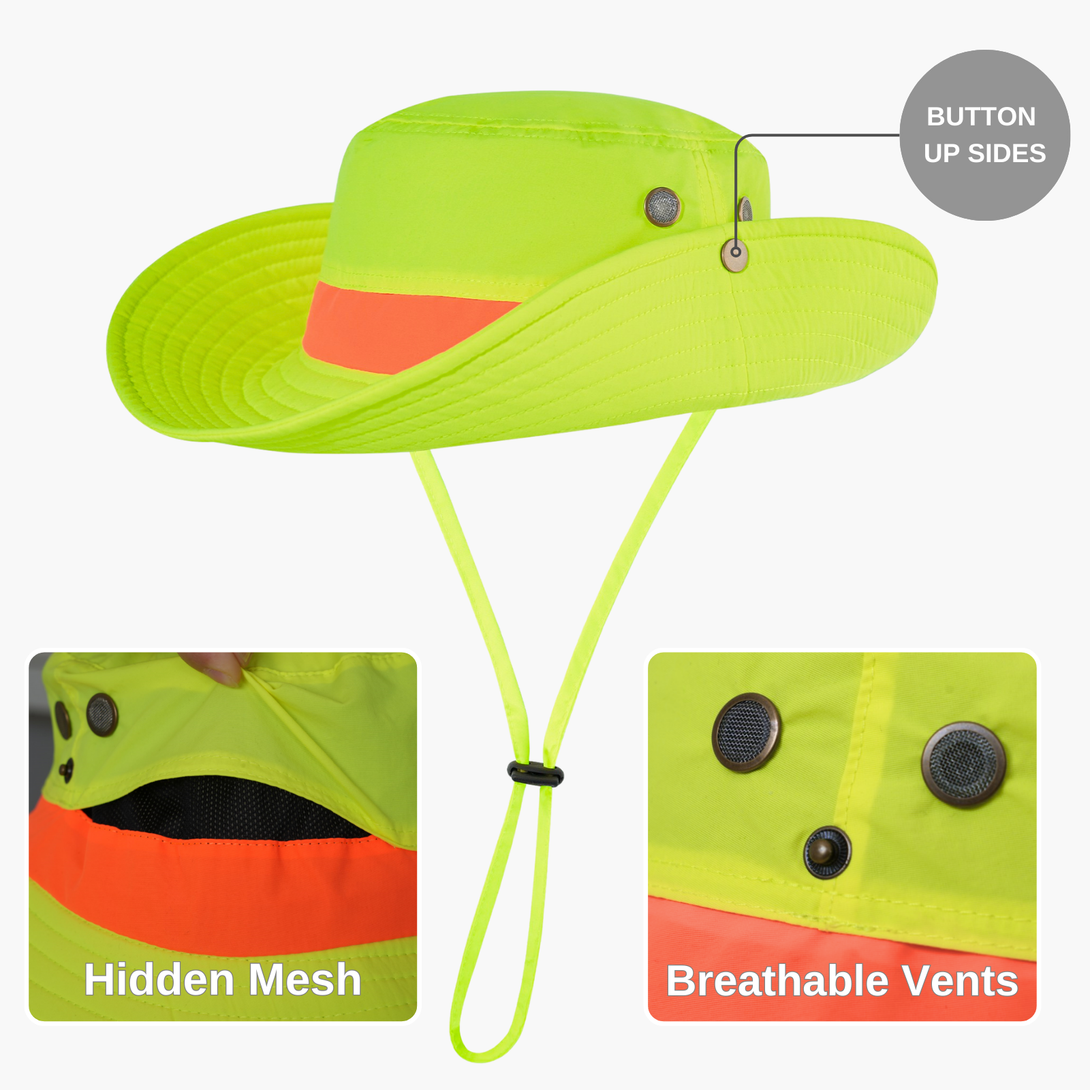 High-Visibility Wide Brim Bucket Hat