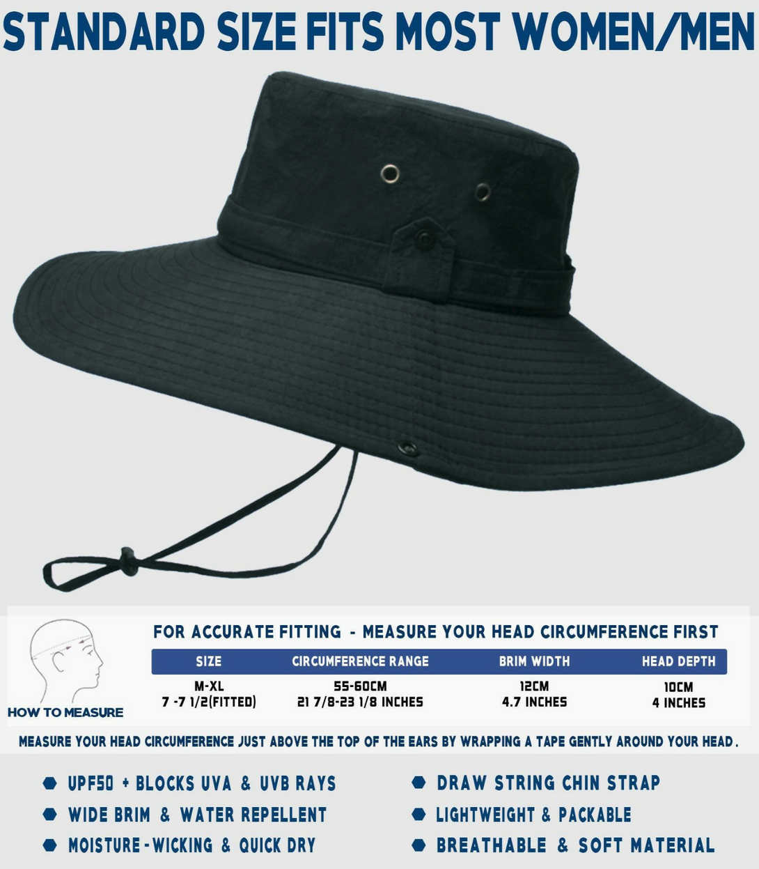 Wide Brim One Size Bucket Hat Measurements Unisex Bucket Hiking