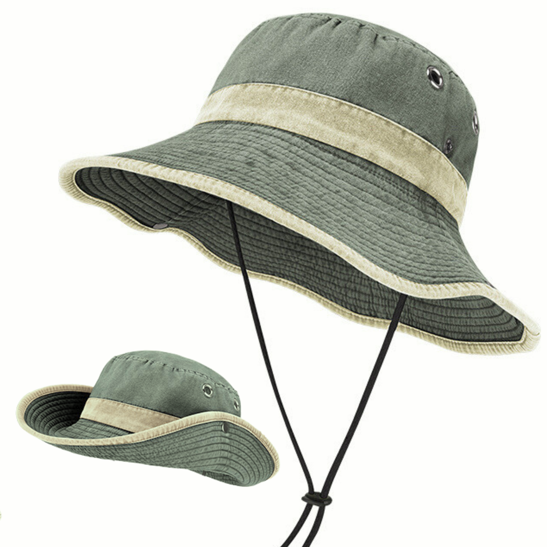 Vintage Cotton Washed Wide Brim Bucket Hat