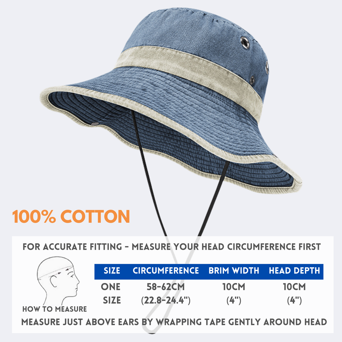 Vintage Cotton Washed Wide Brim Bucket Hat