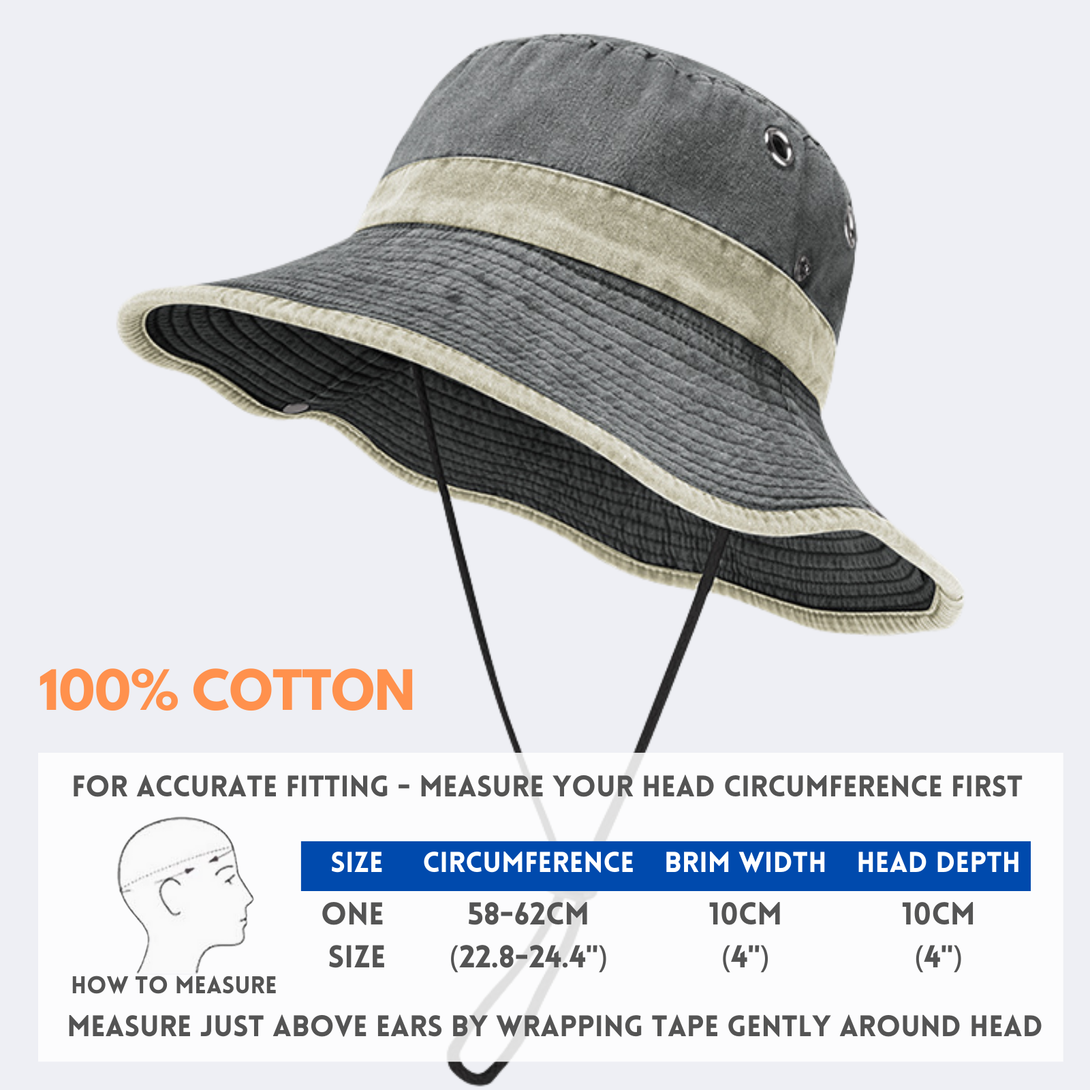 Vintage Cotton Washed Wide Brim Bucket Hat