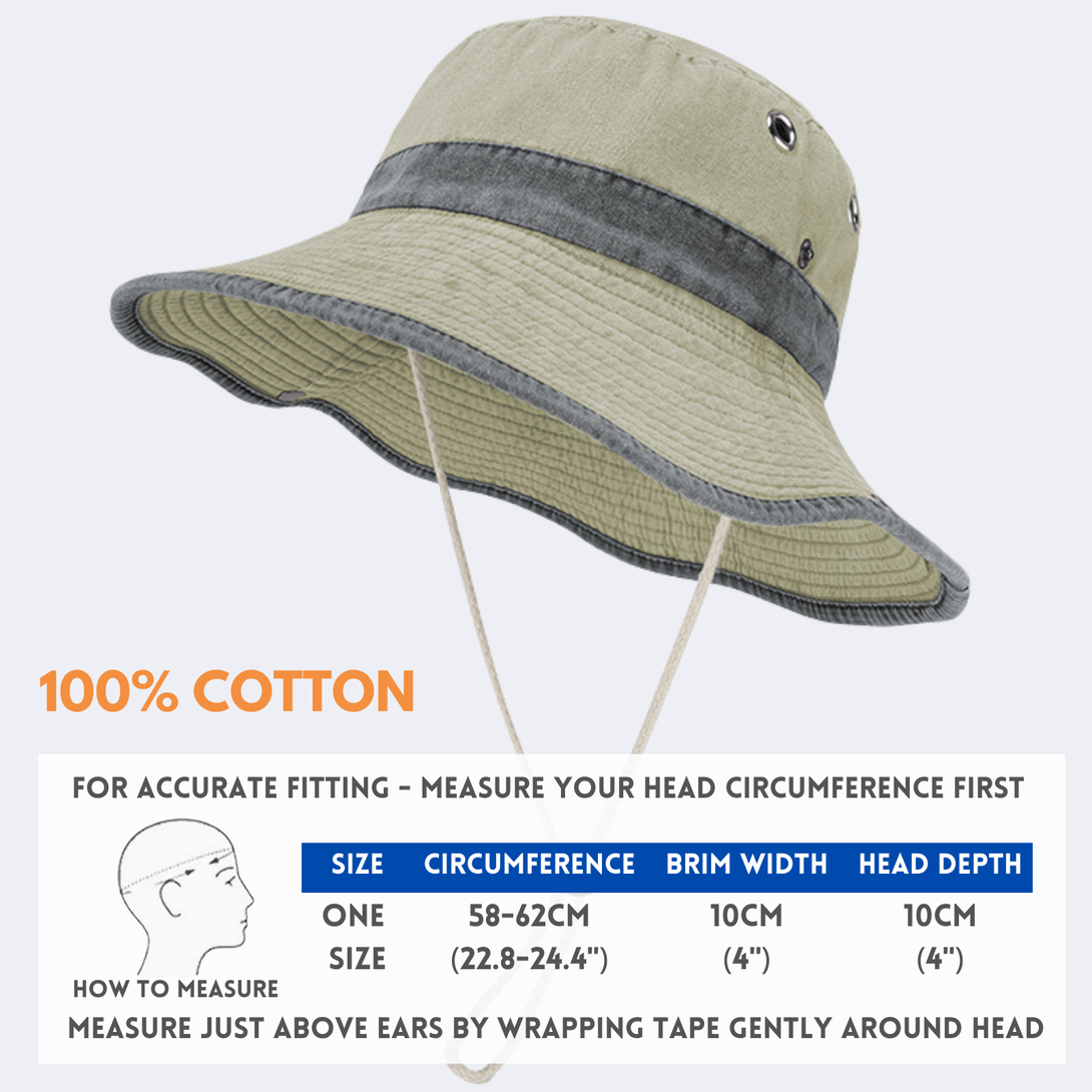 Vintage Cotton Washed Wide Brim Bucket Hat