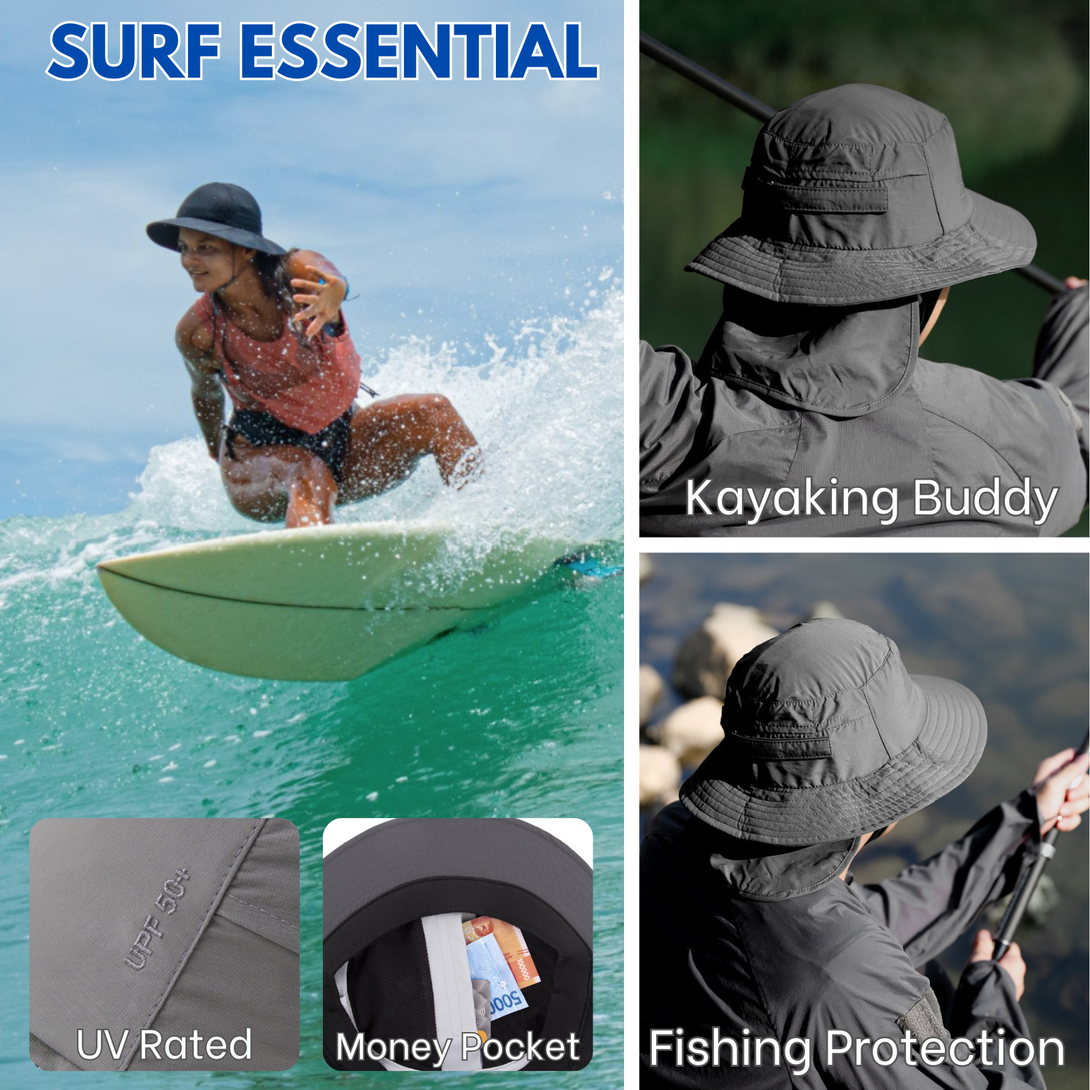 Surfing Bucket Hat with Buckle Chin Strap