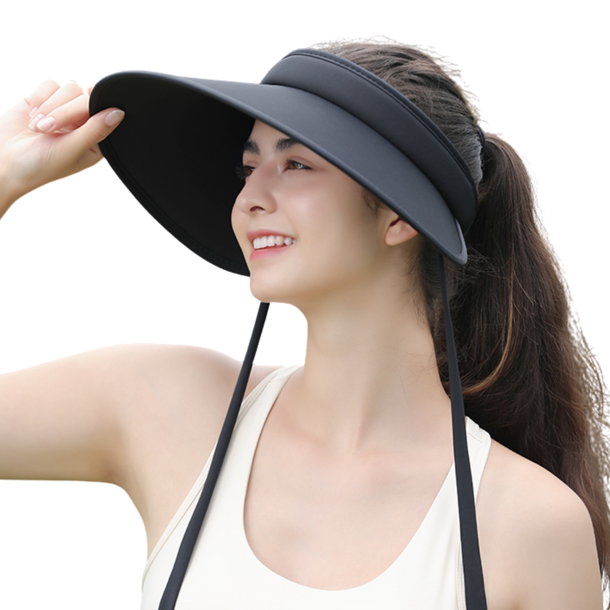 Visor Hat asymmetrical brim, wide, stylish, and elegant. Asymmetrical Brim Summer Sun Hat - Sun Protective Golf Hats  main image 4