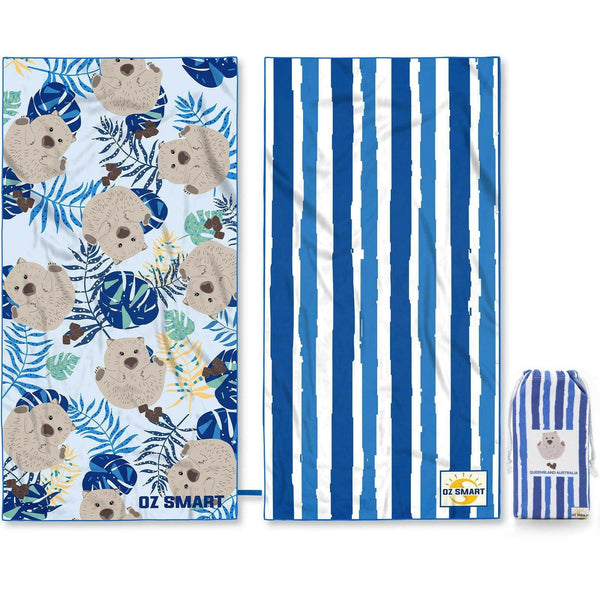 Fit-Flip XXL Microfibre Beach Blanket – Lightweight, Quick-Drying & Made From 100% Recycled Material | Navy & White Stripes - View #11