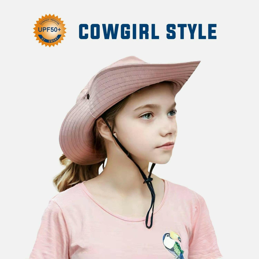 Kid's Wide Brim Hat with Ponytail Hole