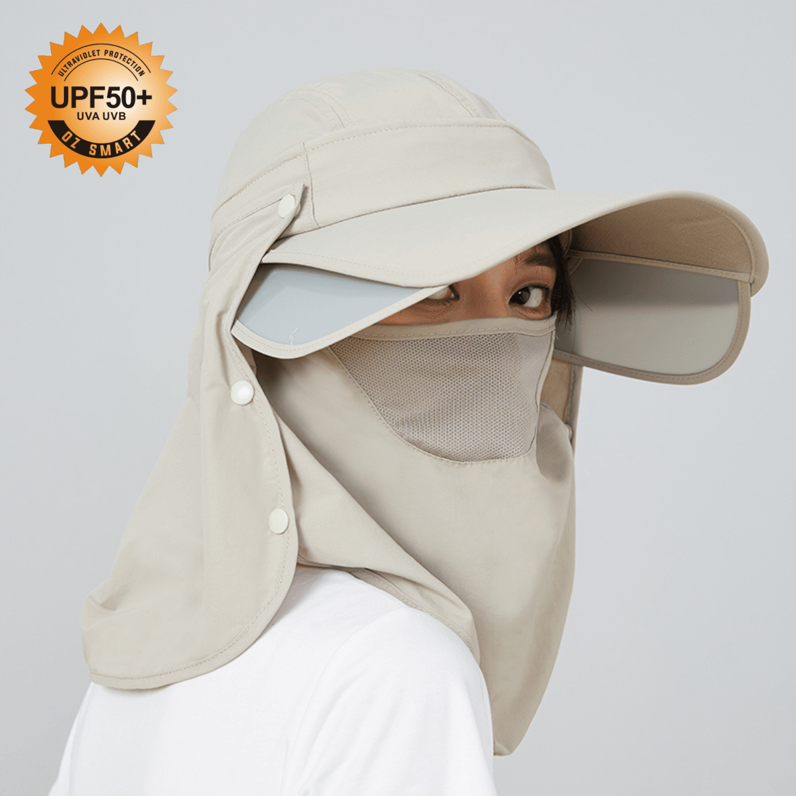 Decentron Outdoor UPF 50+ Mesh Sun Hat Wide Brim Fishing Hat With Neck Flap