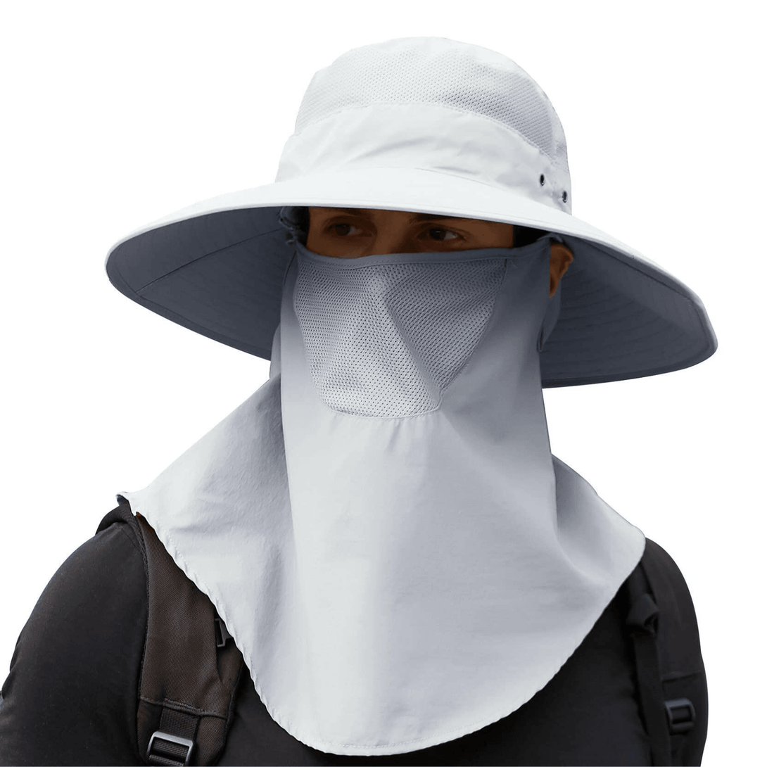Wide Brim Farming Sun Hat with Face and Neck Shield - Waterproof UPF50 ...