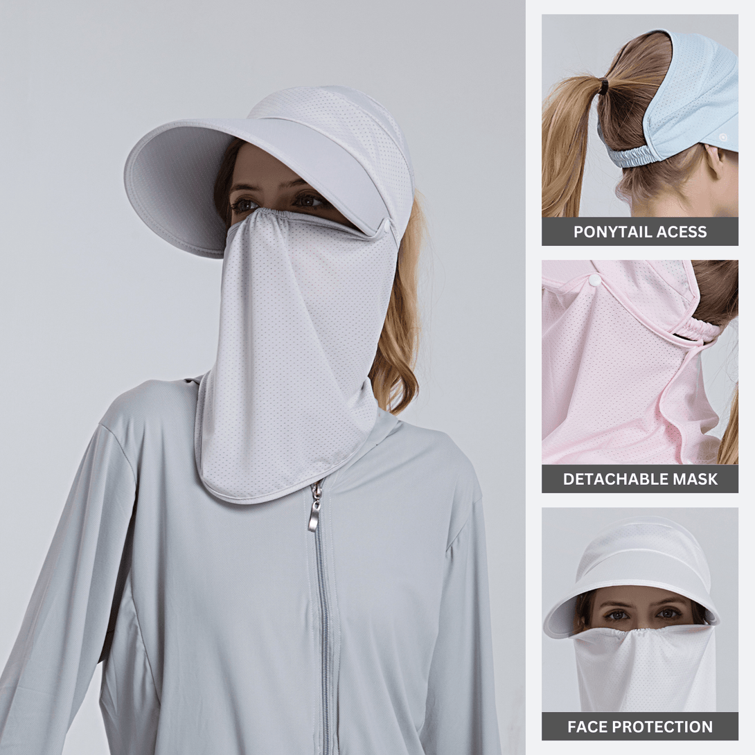 Wide Brim Visor with Detachable Face Cover
